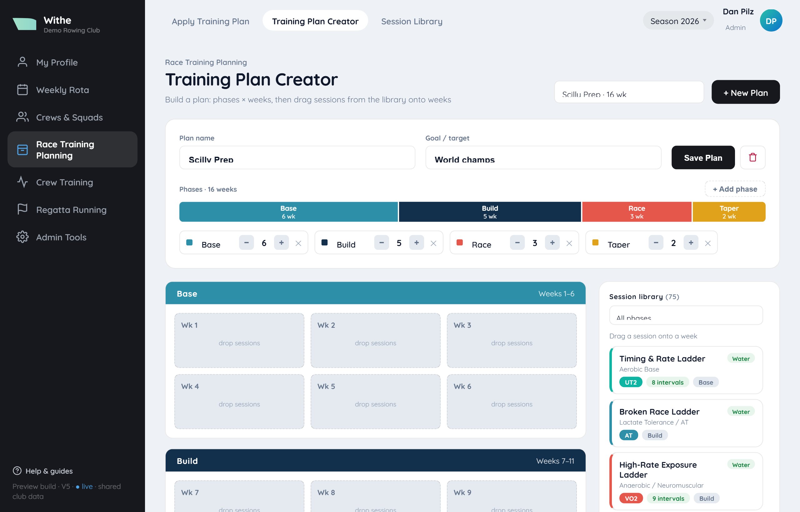 The training plan creator